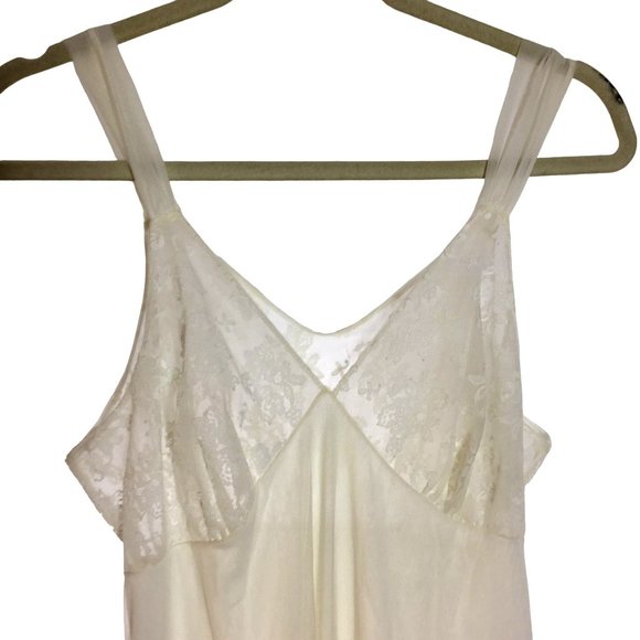 Vintage Jenelle M Tall White Negligee Peignor SET Sheer Chiffon Floral Lace Puff - Picture 8 of 11